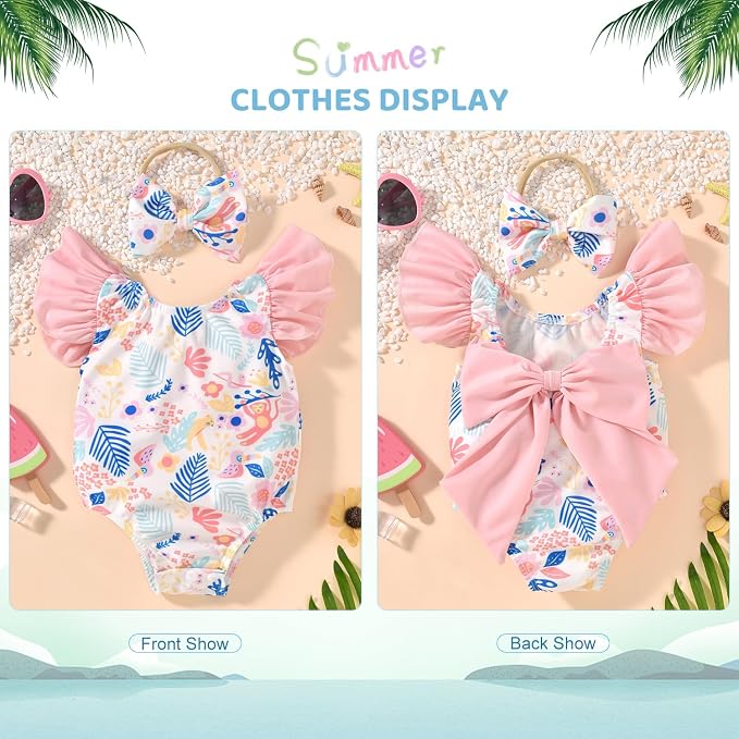 Toddler Girl Baby Ruffles Mermaid Fish Scale Swimsuit One Piece Swimwear - Image 5