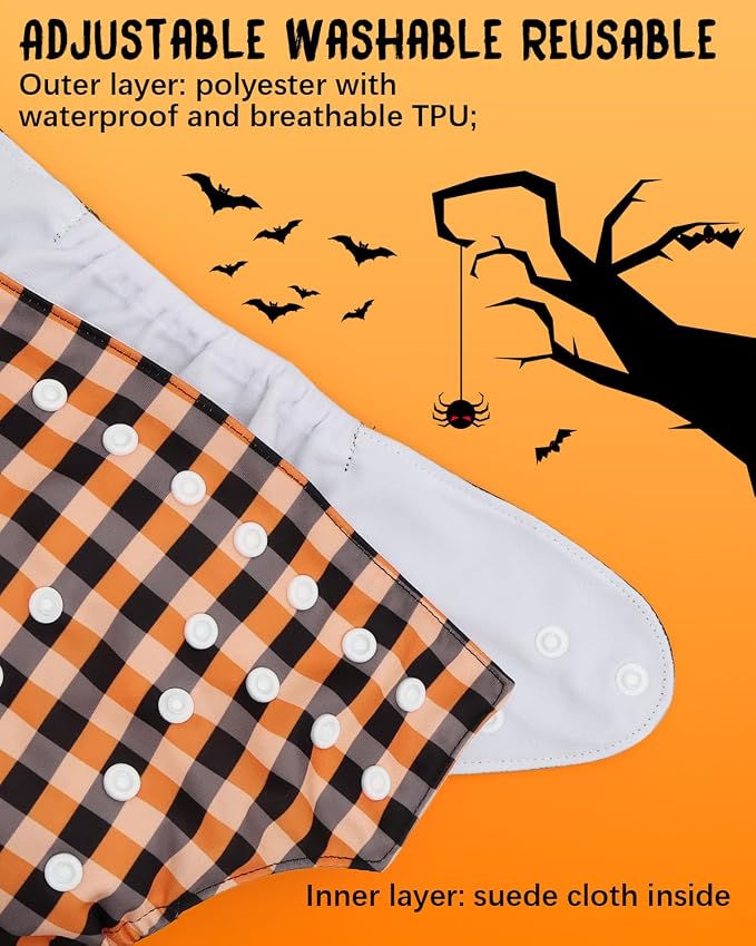 ALVABABY Halloween Baby Cloth Diapers One Size Adjustable Washable Reusable - Image 4