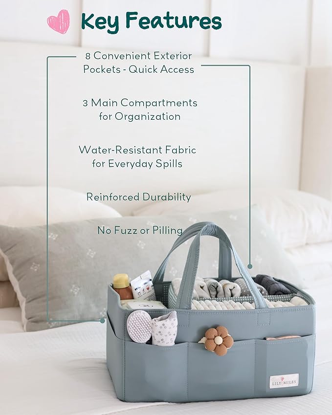 Lily Miles Baby Diaper Caddy Organizer, Wipeable Diaper Organizer Basket - Image 4