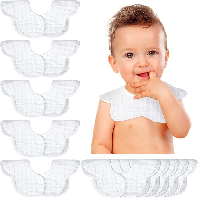 Geyoga 10 Pcs Baby Bibs 360° Rotate Baby Bandana Muslin Drool Bibs Petal Bibs by Geyoga