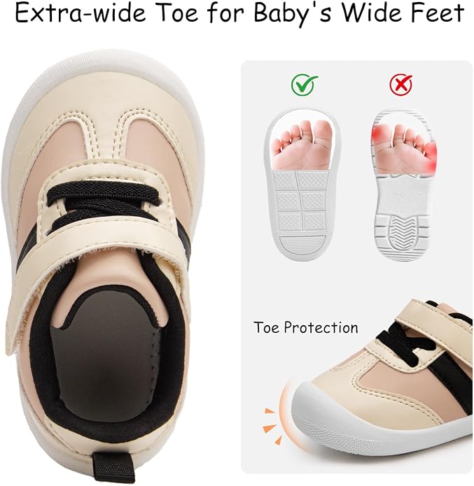 Baby Shoes Boys Girls Barefoot Wide Toe Box Zero Drop First Walkers PU Leather - Image 3