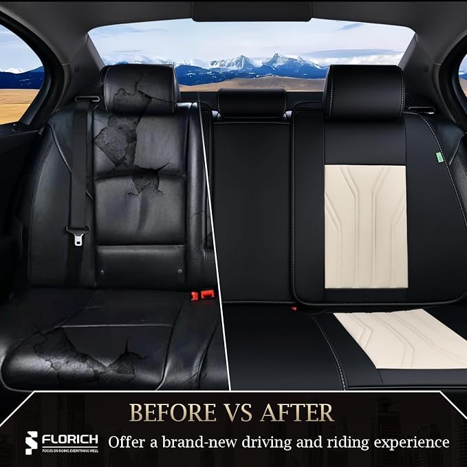 FLORICH Rear Seat Covers Leather Car Seat Covers Waterproof Back Seat Cover - Image 6