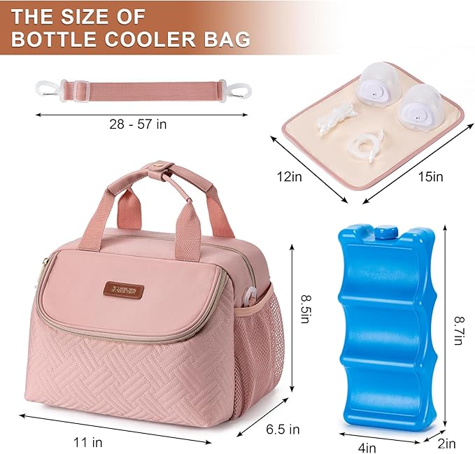 Breastmilk Cooler Bag with Ice Pack Fits 6 Baby Bottles up to 9 Ounce, Wearable - Image 5