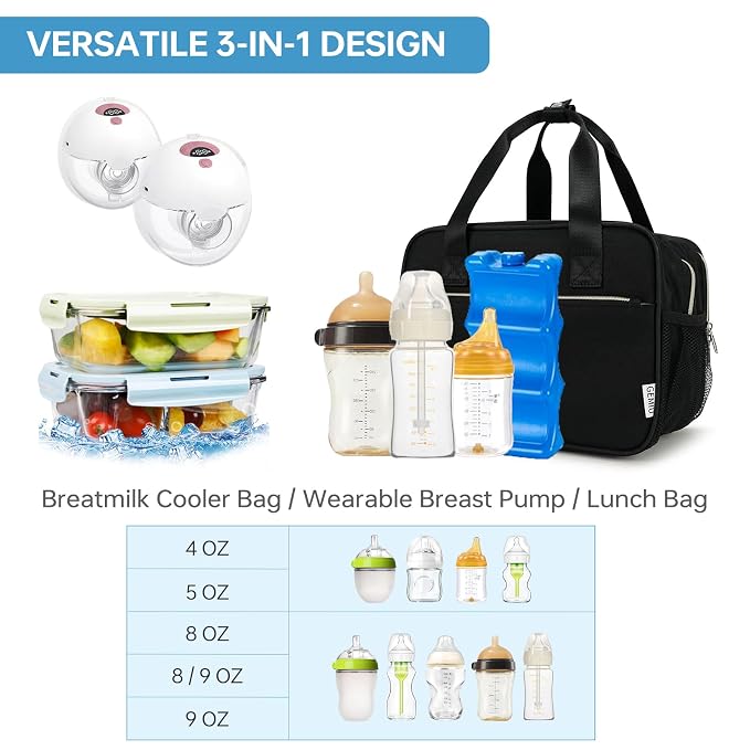 Breast Milk Cooler Bag with Ice Pack, Fits 6 Baby Bottles Up to 9 Ounce Breast - Image 5