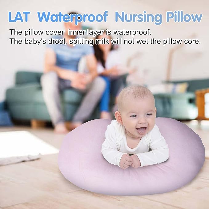 LAT Waterproof Nursing Pillow for Breastfeeding, Waterproof Removable Cover - Image 2
