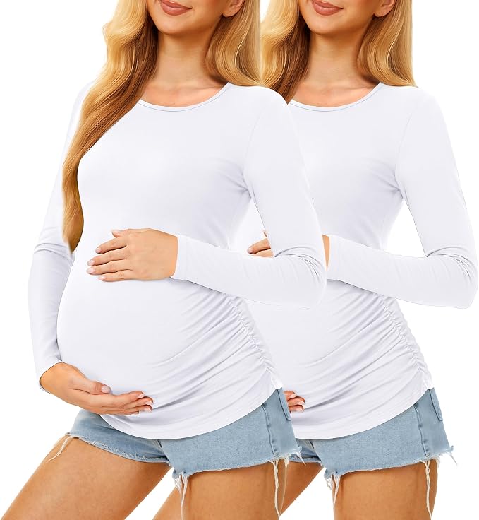 Maternity Shirts Long Sleeve Pregnancy Top by MIRAZEN
