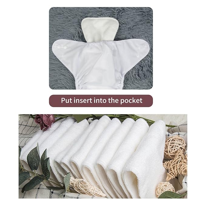 ALVA 6 Pack Cloth Diaper with 12 Inserts One Size Adjustable Washable Reusable - Image 4