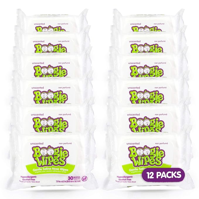 Saline Nose Wipes by Boogie, for Baby & Kids, Hand & Body, Made by BoogieBrand