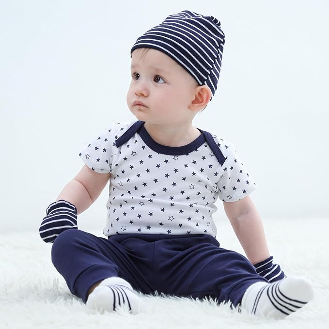 Baby Bodysuit and Pant Set 10-pcs Cotton Soft Newborn Boy Girl Clothes Outfits - Image 4
