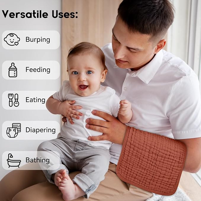 Muslin Burp Cloths for Baby 100% Cotton Burping Cloths for Boys Girls Large - Image 5