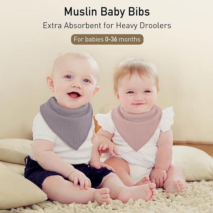 Muslin Baby Bibs 8 Pack, Baby Bandana Drool Bib - Image 3