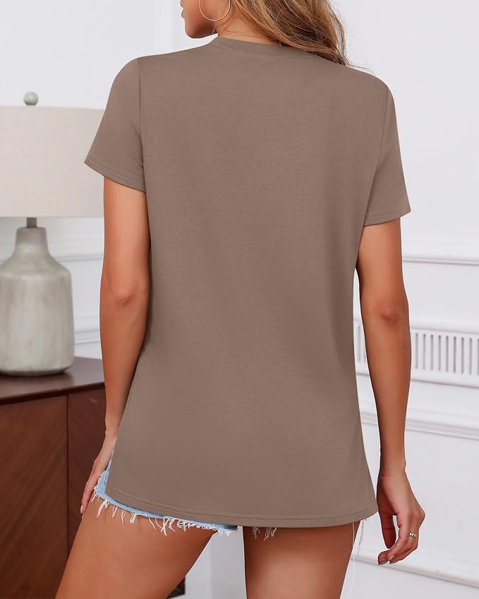Ficerd 3 Pack Women's Maternity T Shirts, Short Sleeve Side Split Pregnancy - Image 3