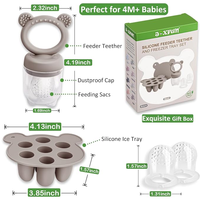 JEXFUN Silicone Baby Fruit Food Feeder Pacifier & Breastmilk Popsicle Freezer - Image 4