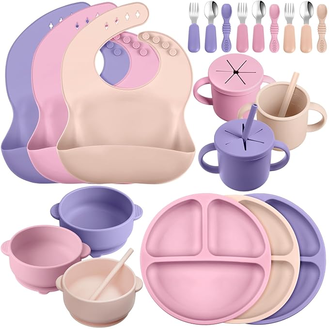 Yinder 24 Pack Silicone Baby Feeding Set Baby LED Weaning Supplies Includes by Yinder