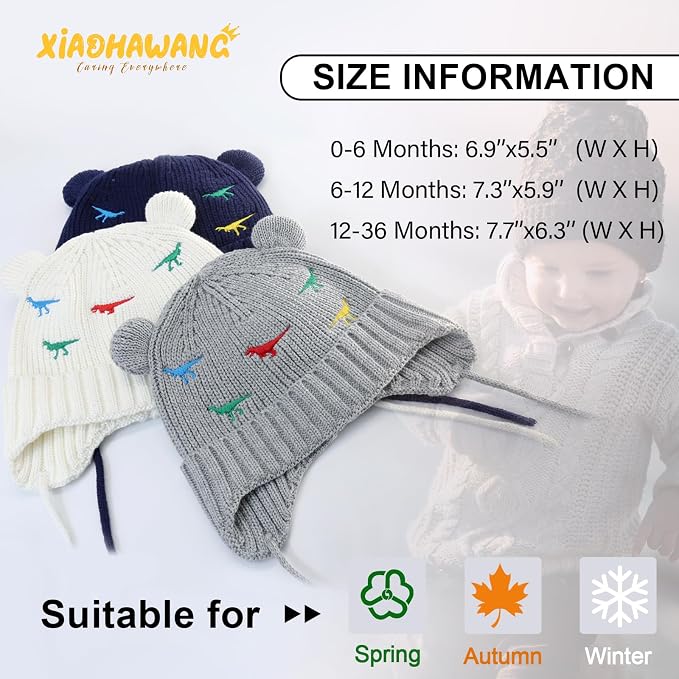 XIAOHAWANG Baby Hat Cute Bear Toddler Earflap Beanie Warm - Image 5