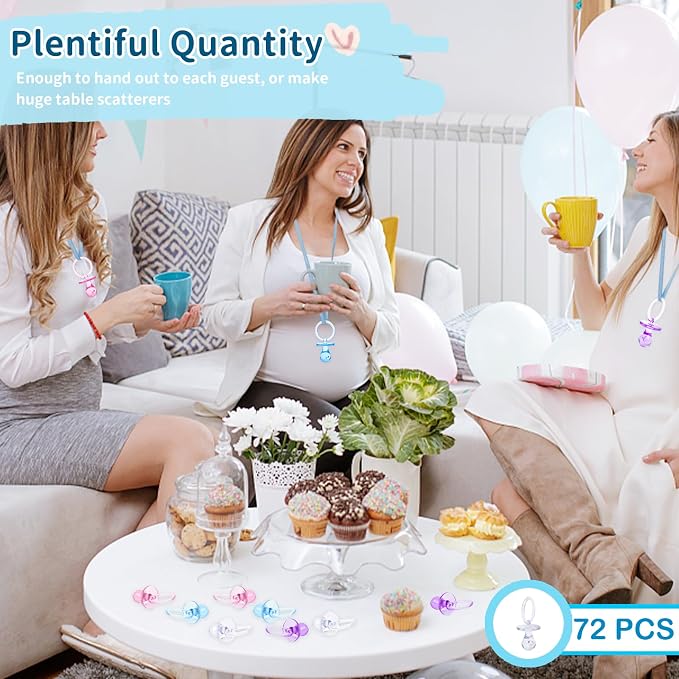 72 Pcs Baby Shower Pacifiers, 2.75’’ Plastic Pacifiers - Image 4