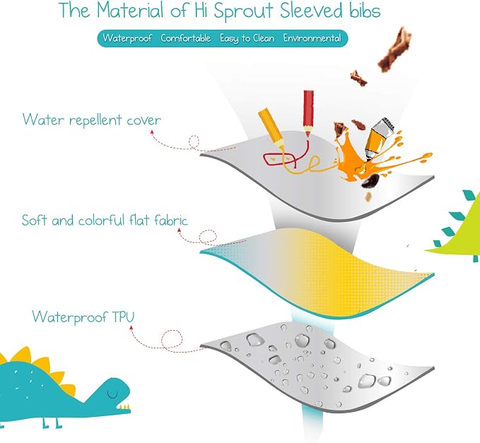 Infant Toddler Baby Waterproof Sleeved Bib, Bib - Image 8