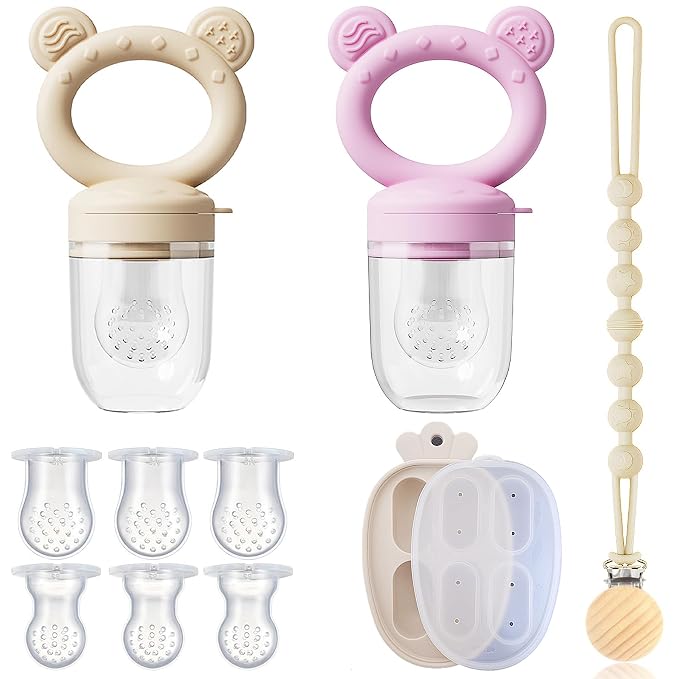 4 Pack Stylish Anti-Drop Fruit Pacifier Feeder, Breastmilk Popsicle Molds by Foryourbabysmagicalchildhood
