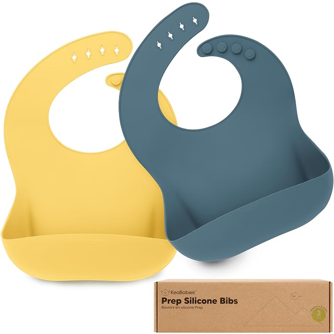 KeaBabies 2-Pack Silicone Baby Bibs by KeaBabies