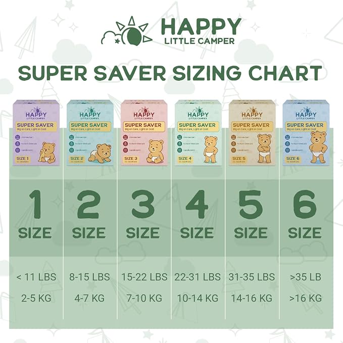 Happy Little Camper Ultra-Absorbent Super Saver Baby Diapers Size 2 - Image 8