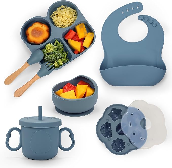 Silicone Feeding Set, Led Weaning Supplies, Food Tableware Suction Plate - Image 7