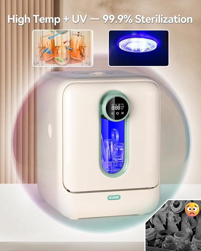 ICUIRE Baby Bottle Washer and Sterilizer and Dryer, 131-167°F High Temperature - Image 4
