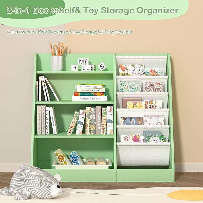 Kids Bookshelf Toddler Bookcase Children Book Rack Baby Toy Storage Organizer - Image 7