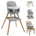 8 in 1 Wooden High Chairs for Babies Toddlers, Convertible to Booster Seat by TODEFULL