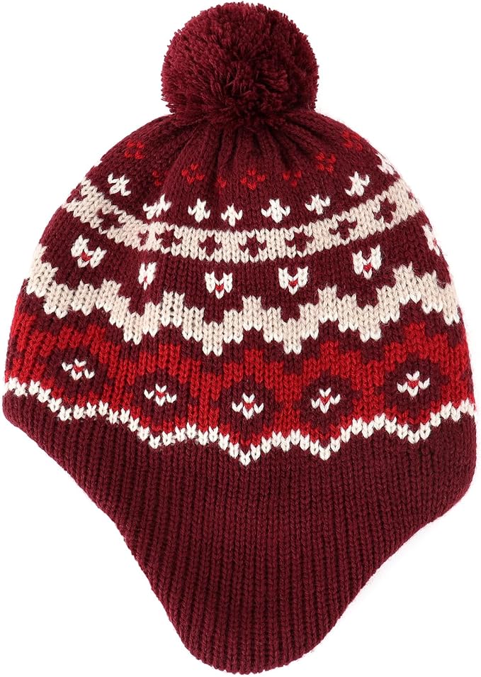Duoyeree Kids Beanie Hat for Boys Girls Pom-pom Kint Hats Cozy Lining Winter - Image 3