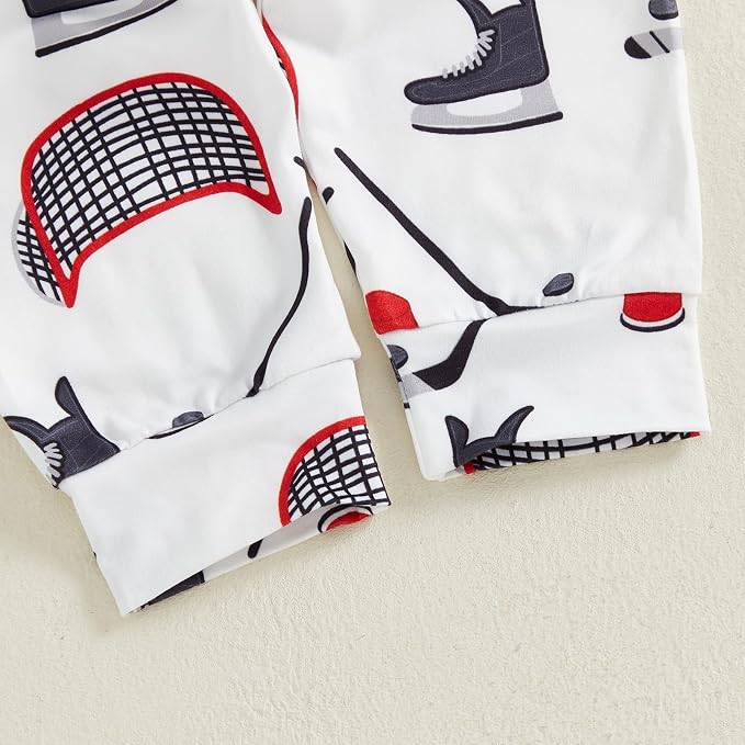 Baby Boy Hockey Outfit New Player in Town Long Sleeve Romper Long Pants Hat Set - Image 7