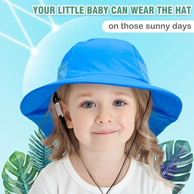 XIAOHAWANG Girls Sun Hat Baby Beach Hats Boys UPF 50+ Kids Summer Protection - Image 5