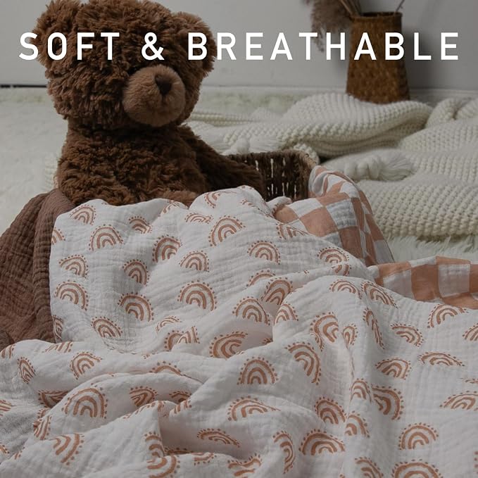 Muslin Swaddle Blankets for Newborn, 3 Pack Breathable Soft Receiving Blanket - Image 4