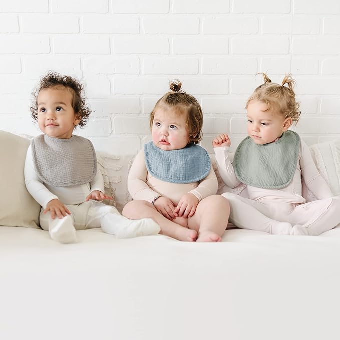 Konssy 6-Pack Muslin Baby Bibs for Boys & Girls, Soft Cotton Absorbent Bandana - Image 2
