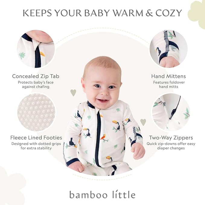 Bamboo Little Soft Baby Footie Pajamas, Baby Clothes, Newborn Sleepers - Image 2
