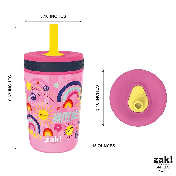 Zak Designs Kelso 15 oz Tumbler Set, Leak-Proof Screw-On Lid - Image 8