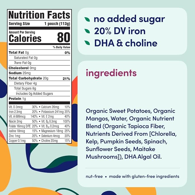 Cerebelly Organic Baby Food Pouches, Sweet Potato Mango Purees, 16 Nutrients - Image 2