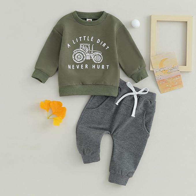 Toddler Baby Boy Clothes Solid Color Long Sleeve Crewneck Sweatshirt Top Casual - Image 2