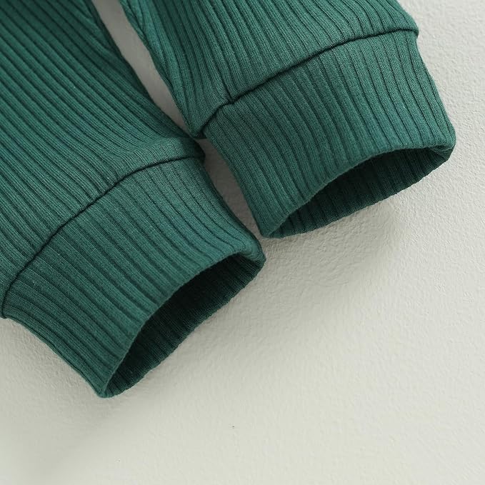 Newborn Baby Boy Girl Clothes Ribbed Knitted Long Sleeve Romper Pants Solid - Image 6