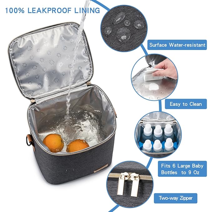 Breastmilk Cooler Bag with Ice Pack Fits 6 Baby Bottles Up to 9 Ounce, Baby - Image 3