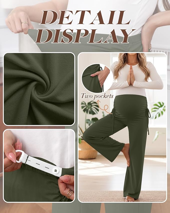 Neer 3 Pack Women's Maternity Pants Over The Belly Loose Pregnancy Pants - Image 4