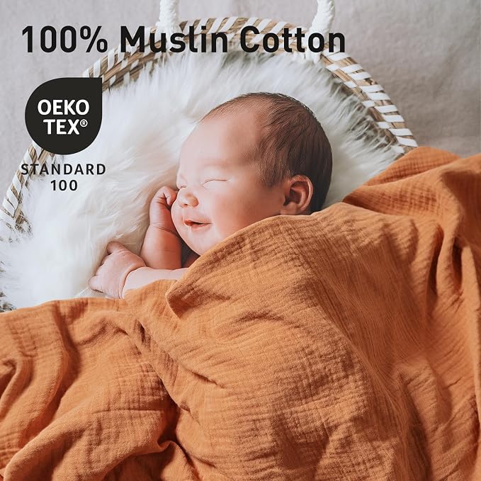 Muslin Swaddle Blankets for Newborn, 3 Pack Breathable Soft Receiving Blanket - Image 2