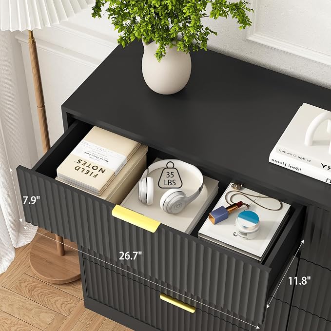 8 Drawer Dresser for Bedroom, Modern Fluted Double Dresser, Wooden Beside Table - Image 6