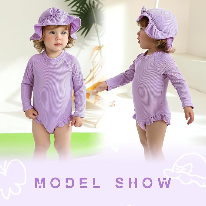 YOUNGER TREE Infant Baby Girls Swimsuit Long Sleeve Swimsuits One Piece - Image 4