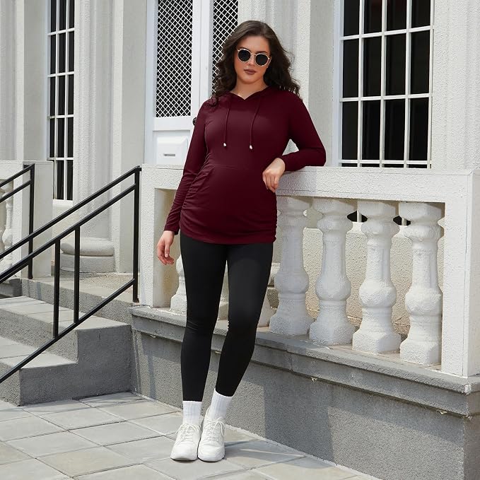 GINKANA Maternity Hoodie Long Sleeves Shirts Casual Maternity Top Pregnancy - Image 5