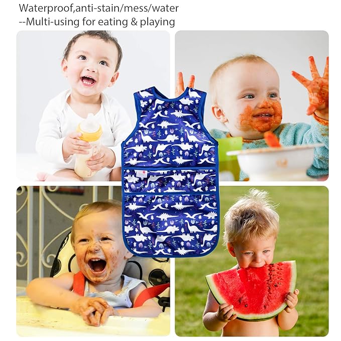 Joyo roy Mess Proof Baby Bibs for Eating Waterproof Toddler Bibs for Boys 2-4 - Image 6