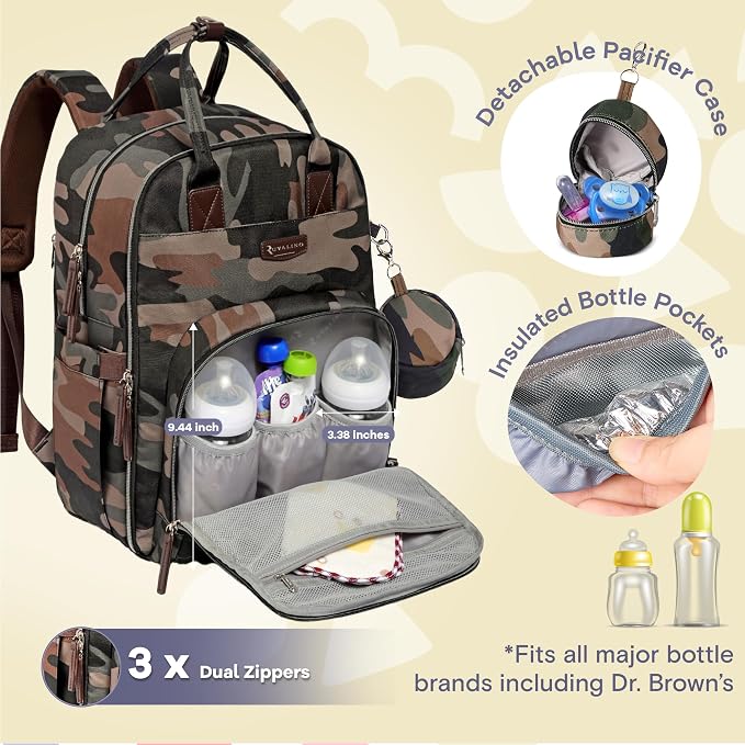 RUVALINO Diaper Bag Backpack, Large Capacity, Waterproof - Image 2