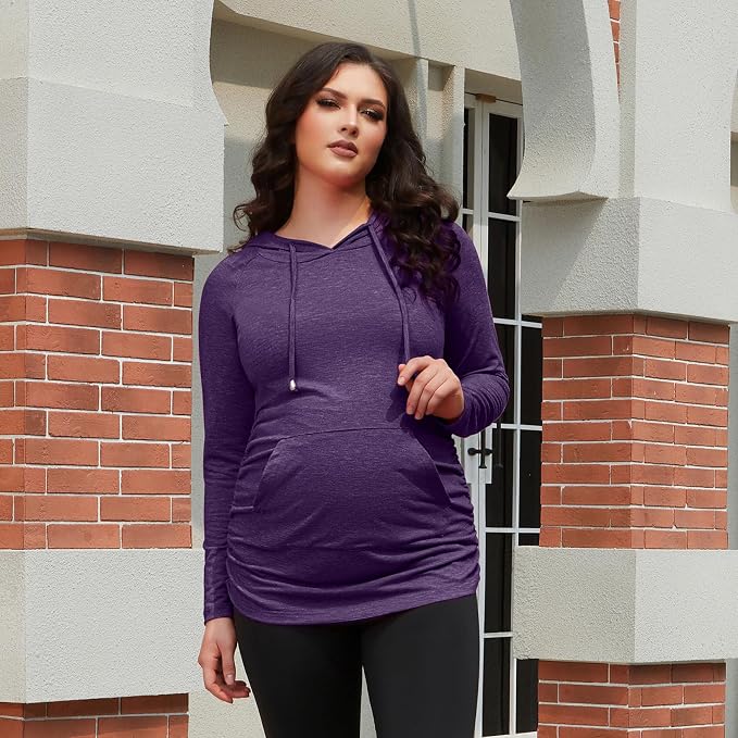 GINKANA Maternity Hoodie Long Sleeves Shirts Casual Maternity Top Pregnancy - Image 3