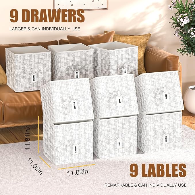 9 Cube Storage Organizer with Printed Drawers, Toy Cubby Storage - Image 3
