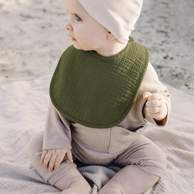Konssy 10-Pack Muslin Baby Bibs, Soft Cotton Bandana Bibs - Image 6
