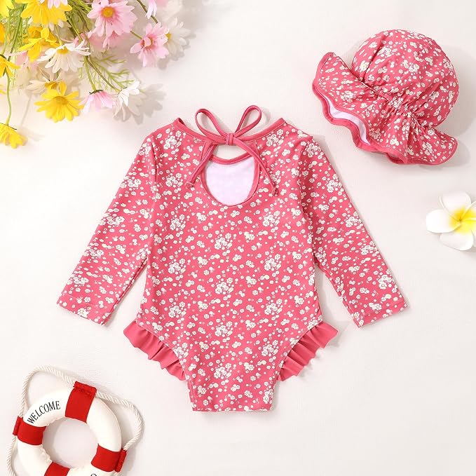 YOUNGER TREE Infant Baby Girls Swimsuit Long Sleeve Swimsuits One Piece - Image 3